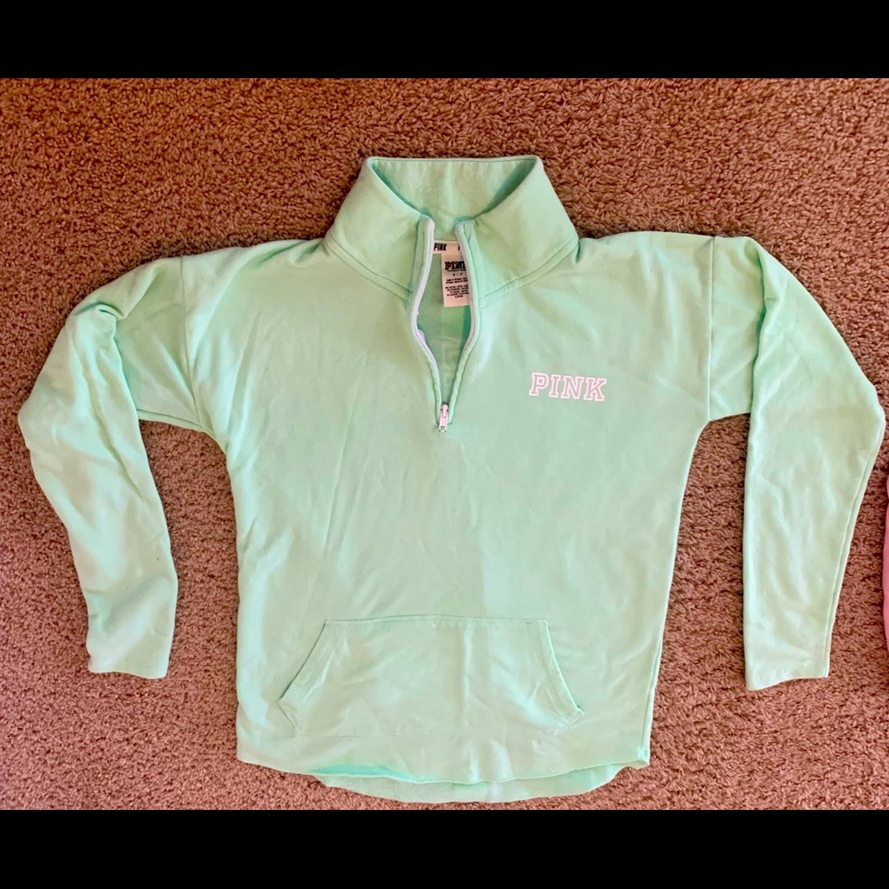 Pink brand 1/4 zip long sleeved sweatshirt size small